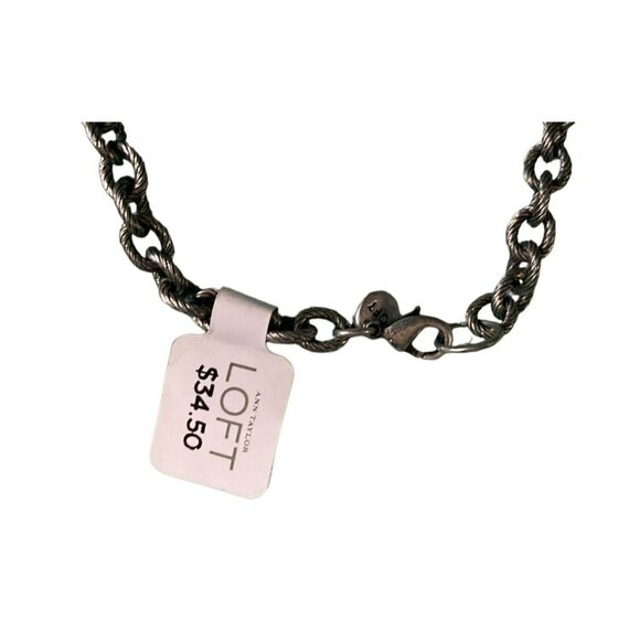 Ann Taylor Loft Silver & Gold Tone Rhinestone Statement Necklace Rope NWT 36" - Picture 3 of 4